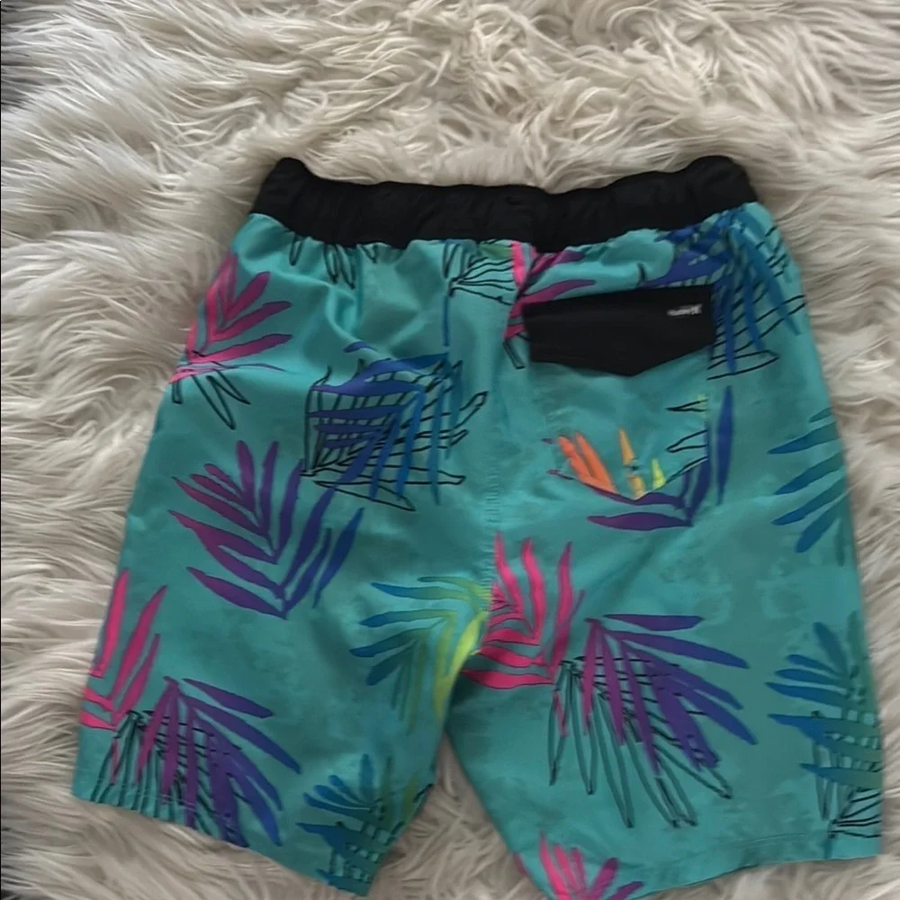 Hurley Teal Leaf Print Boardshorts